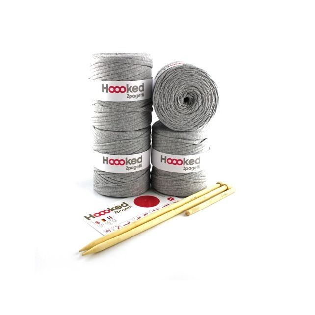 DIY Häkel- und Strickset Zpagetti Pouf Sportlich Grau