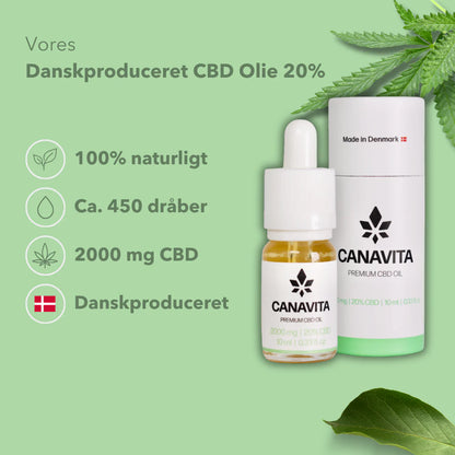 Dansk Fuldspektret Premium CBD-Olie 20% med naturlig kamille, 3 stk.