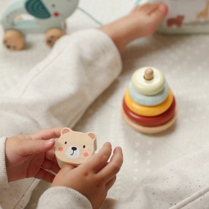 3in1 Toy Box - Sorting Blocks, Stackable Pyramid and Elephant On Wheels