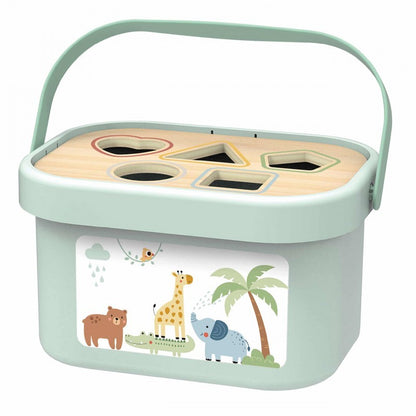 3in1 Toy Box - Sorting Blocks, Stackable Pyramid and Elephant On Wheels