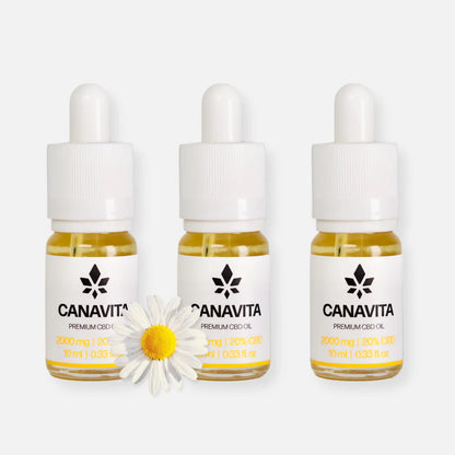 Dansk Fuldspektret Premium CBD-Olie 20% med naturlig kamille, 3 stk.