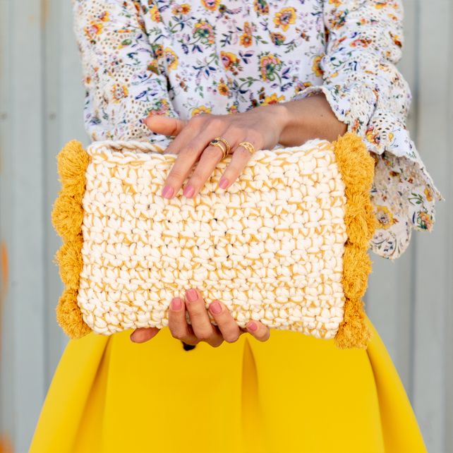 DIY Häkelset Pompom Clutch Santorini Oro