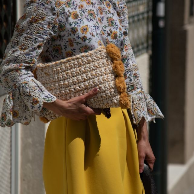 DIY Häkelset Pompom Clutch Santorini Oro