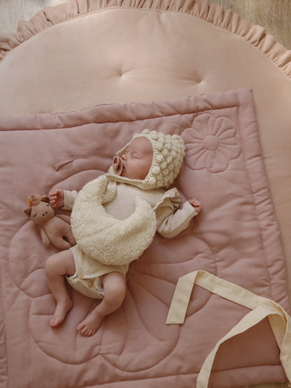 Blød Fløjlsmåtte med Frynser i Latte