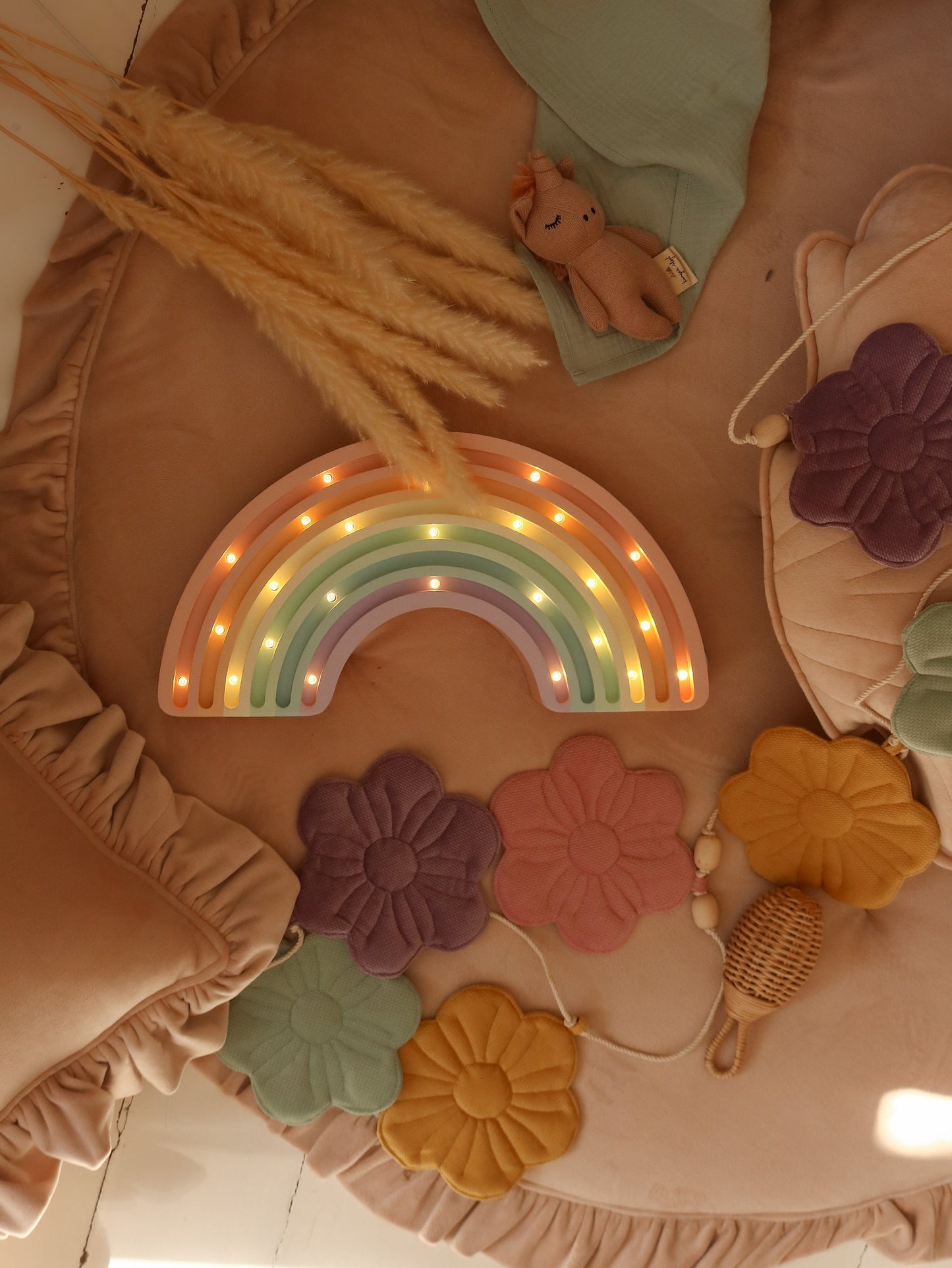 Blød Fløjlsmåtte med Frynser i Latte