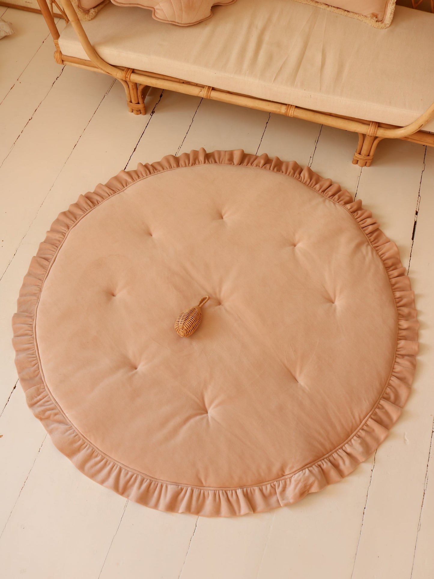 Blød Fløjlsmåtte med Frynser i Latte