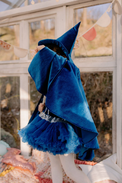 Blå Tyl Nederdel med Flæser og Pailletter - Fortryllende Kostume til Halloween og Særlige Lejligheder