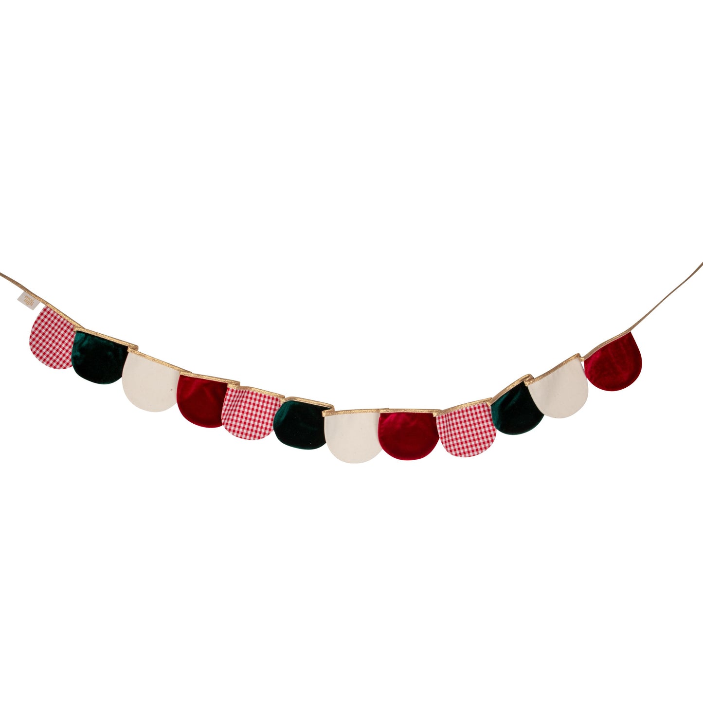Rød Ternet Jule Fløjls Guirlande med Halvmåner