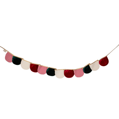 Rød Ternet Jule Fløjls Guirlande med Halvmåner