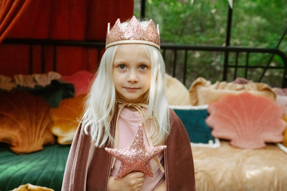 Pink Pailletter Eventyrkrone og Tryllestav Magisk Sæt