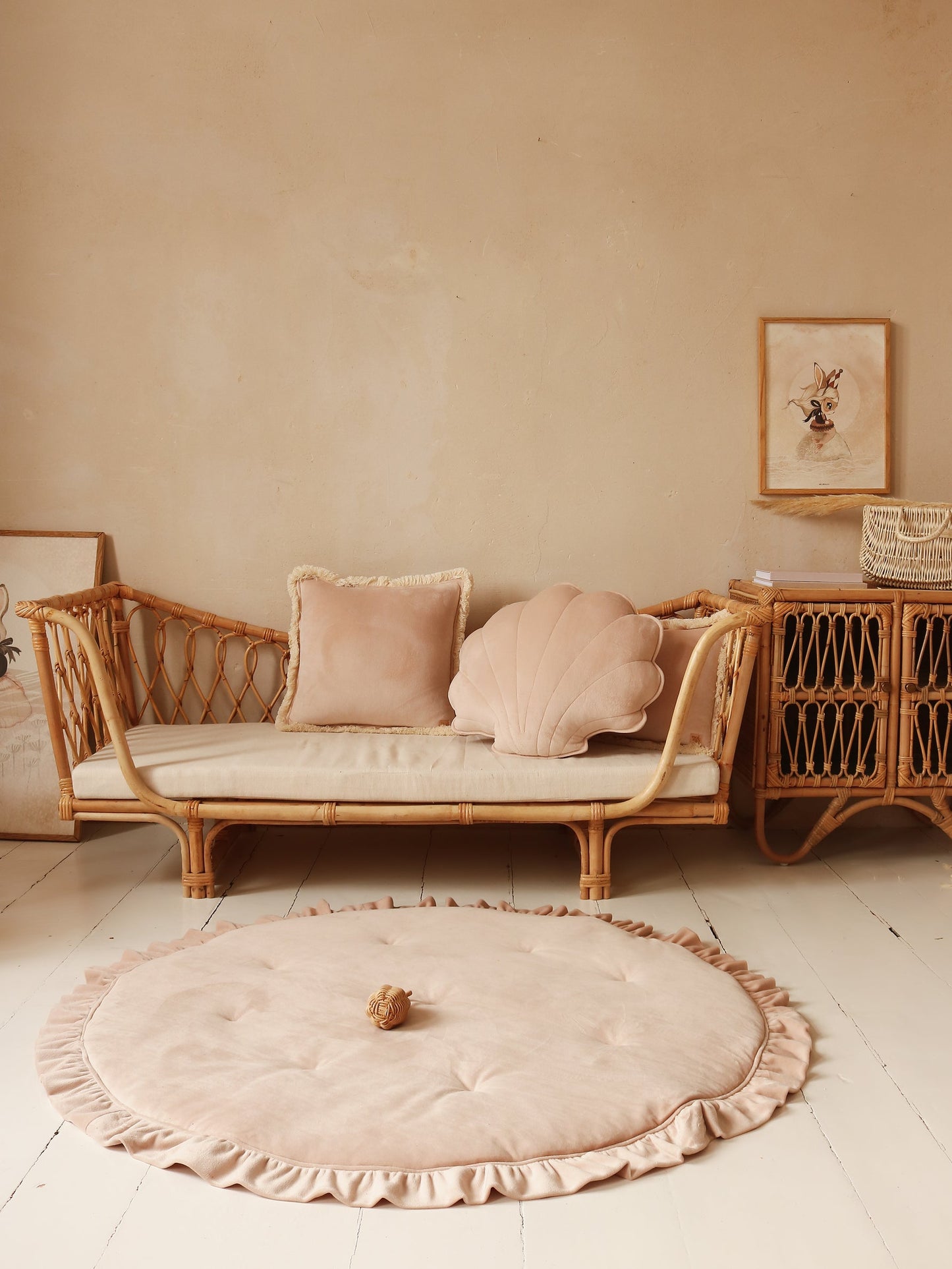 Blød Fløjlsmåtte med Frynser i Latte