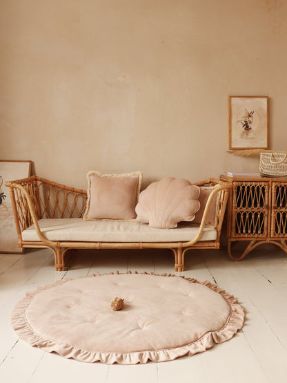 Blød Fløjlsmåtte med Frynser i Latte