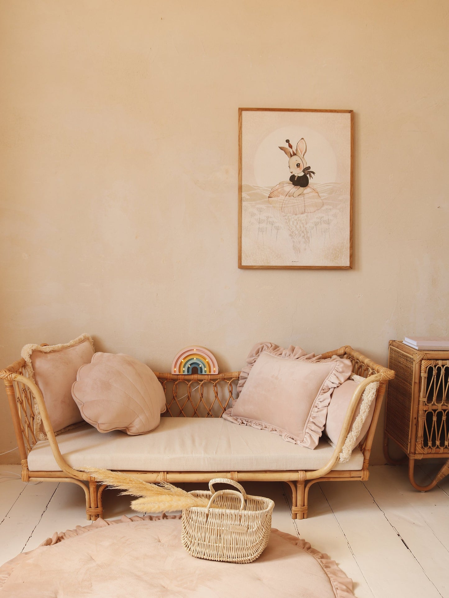 Blød Fløjlsmåtte med Frynser i Latte