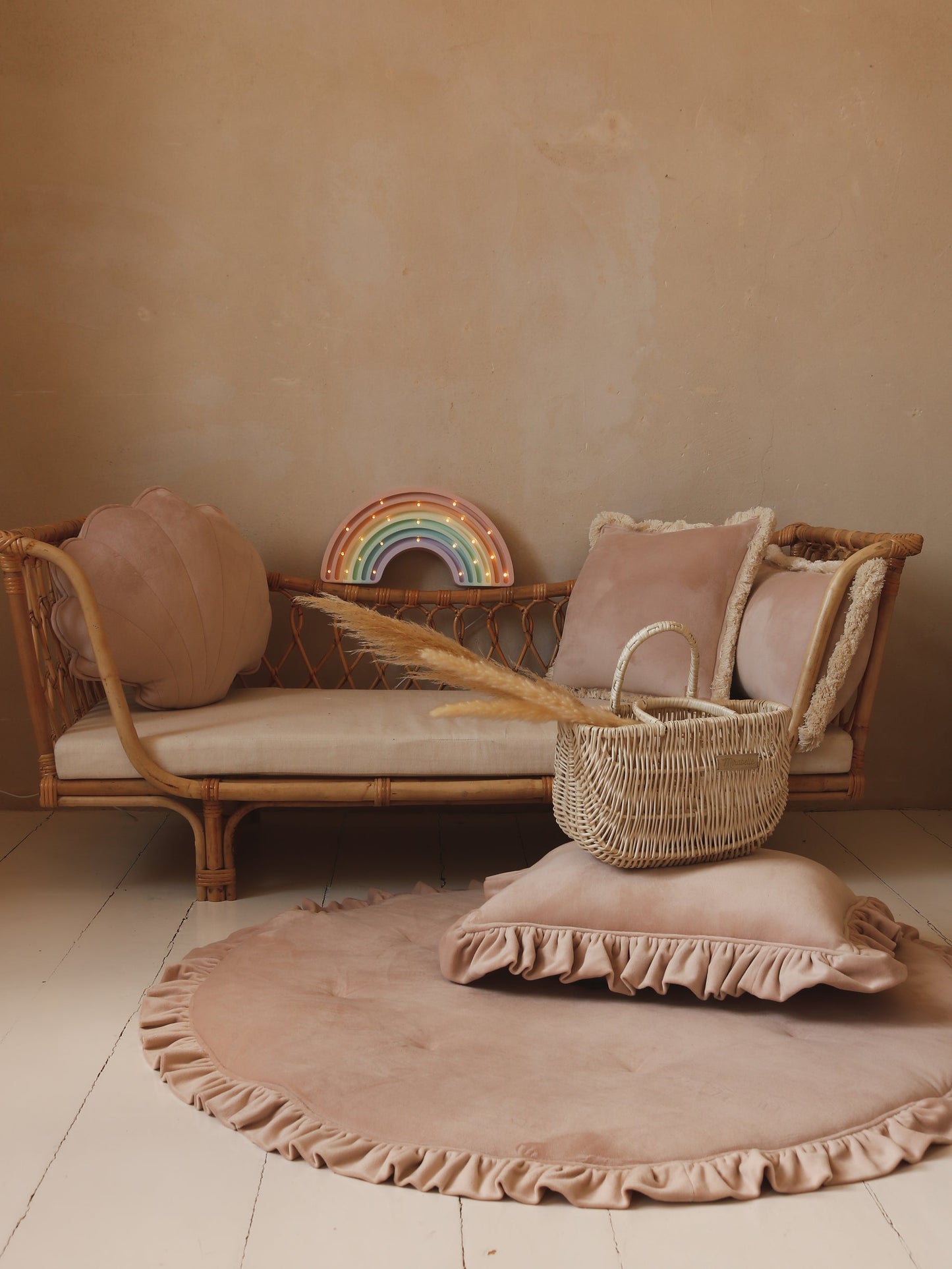 Blød Fløjlsmåtte med Frynser i Latte