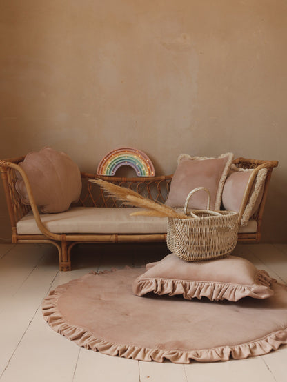 Blød Fløjlsmåtte med Frynser i Latte