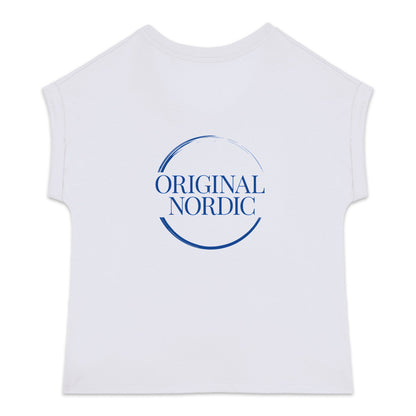 Women's organic t-shirt with cuffed sleeves, logo - back_0
