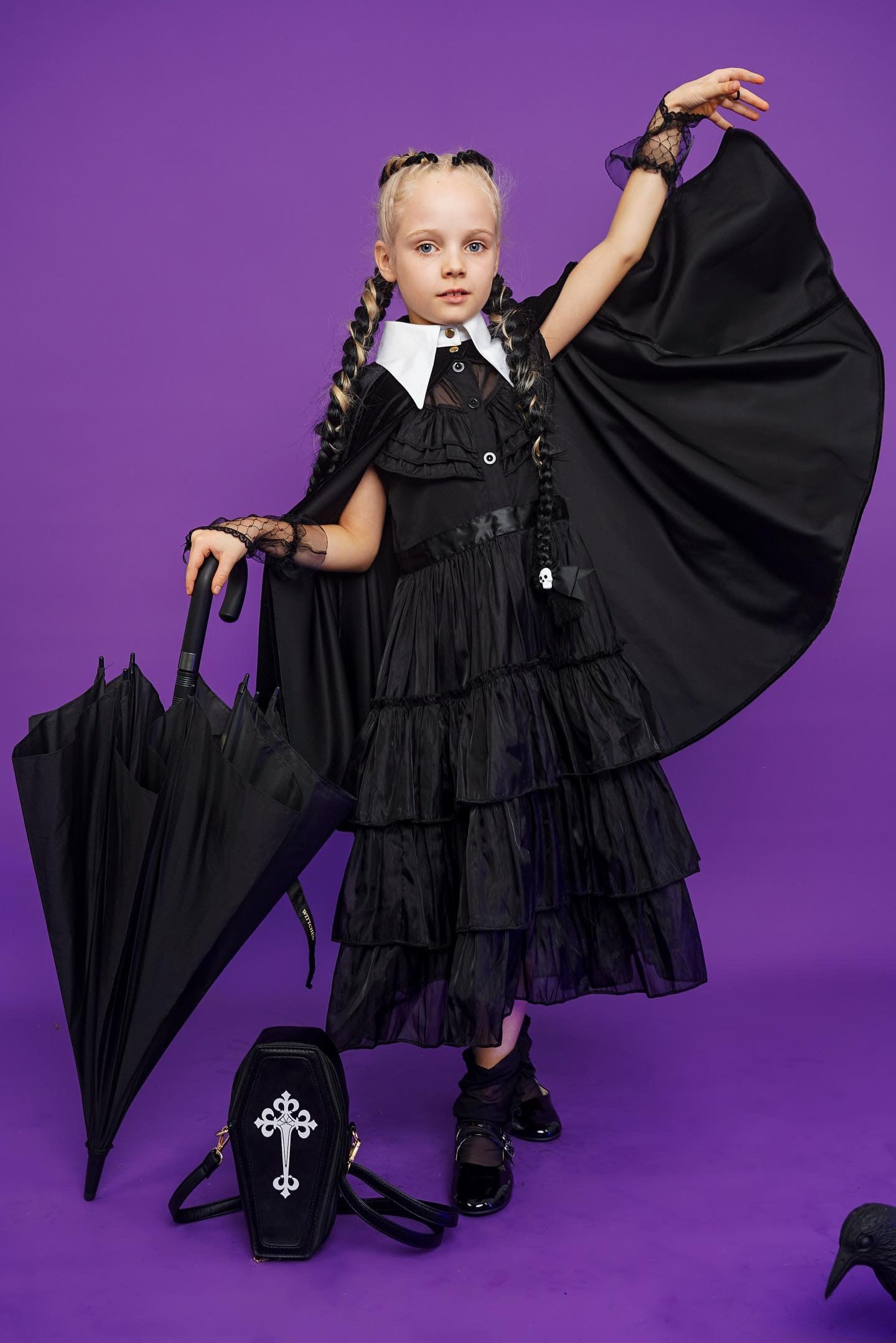 Magisk Kappe til Børn i Wednesday Stil