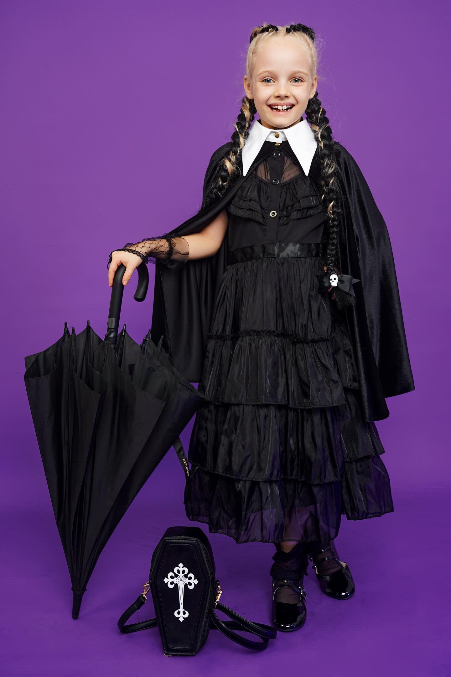 Magisk Kappe til Børn i Wednesday Stil