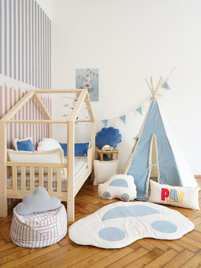 Børnemåtte Bil i Jeans