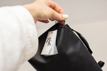 Leather Cosmetic Bag, Black - Medium