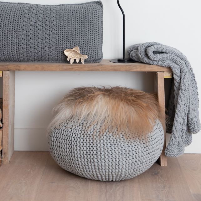 DIY Häkel- und Strickset Zpagetti Pouf Sportlich Grau