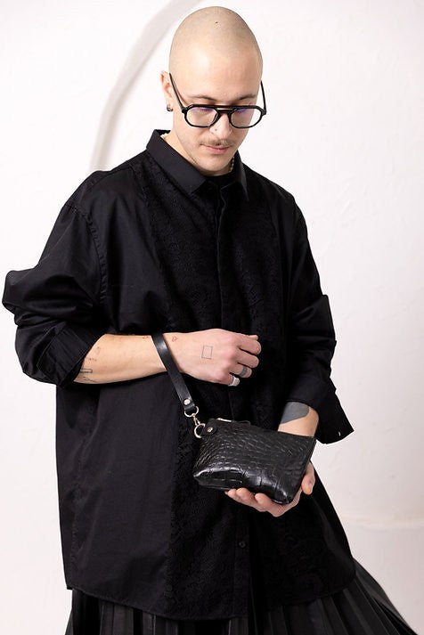POUCH Wallet with Wrist Strap - Black Alligator