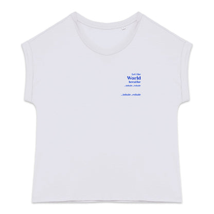 Women's organic t-shirt with cuffed sleeves, Let the World breathe - front_0