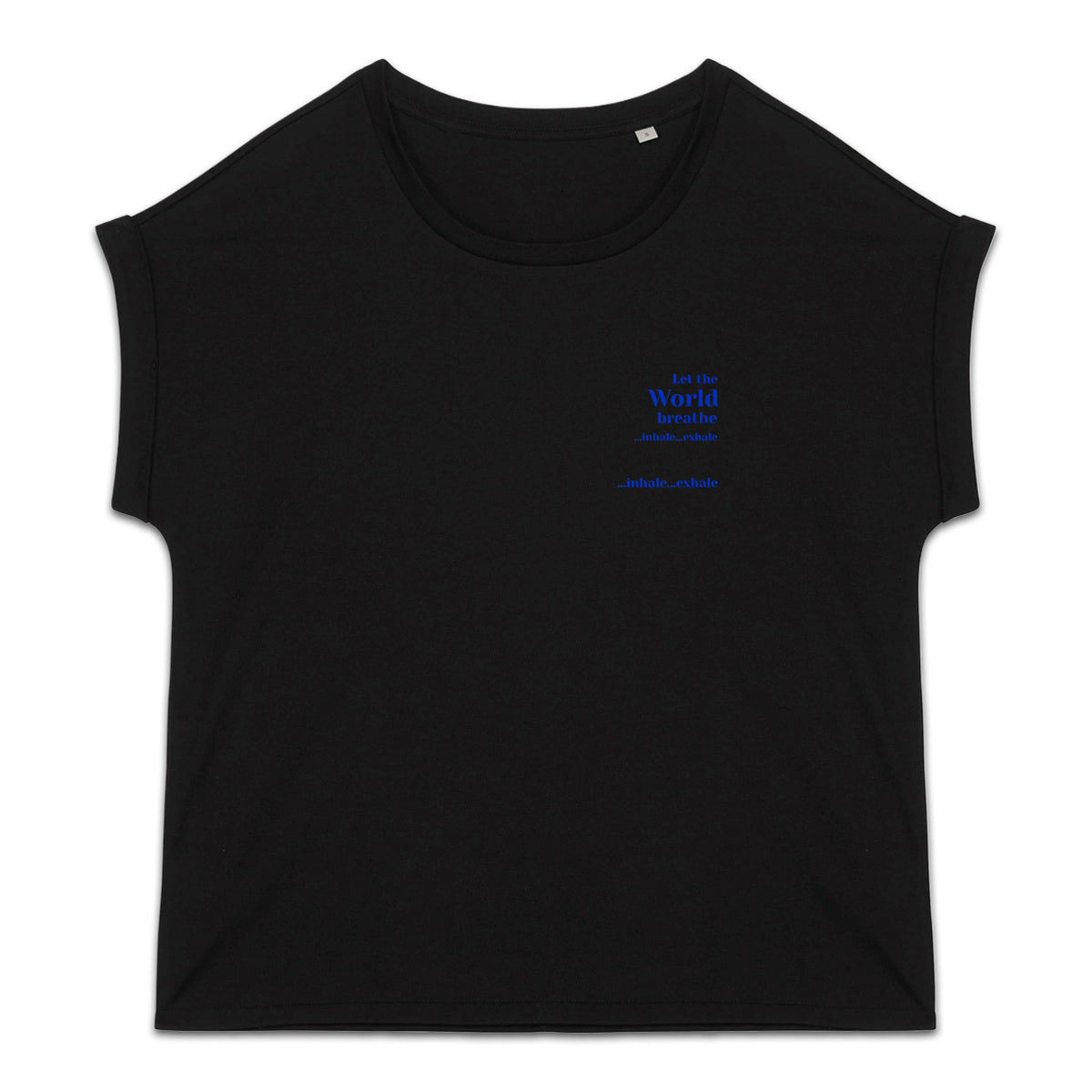 Women's organic t-shirt with cuffed sleeves, Let the World breathe - front_1