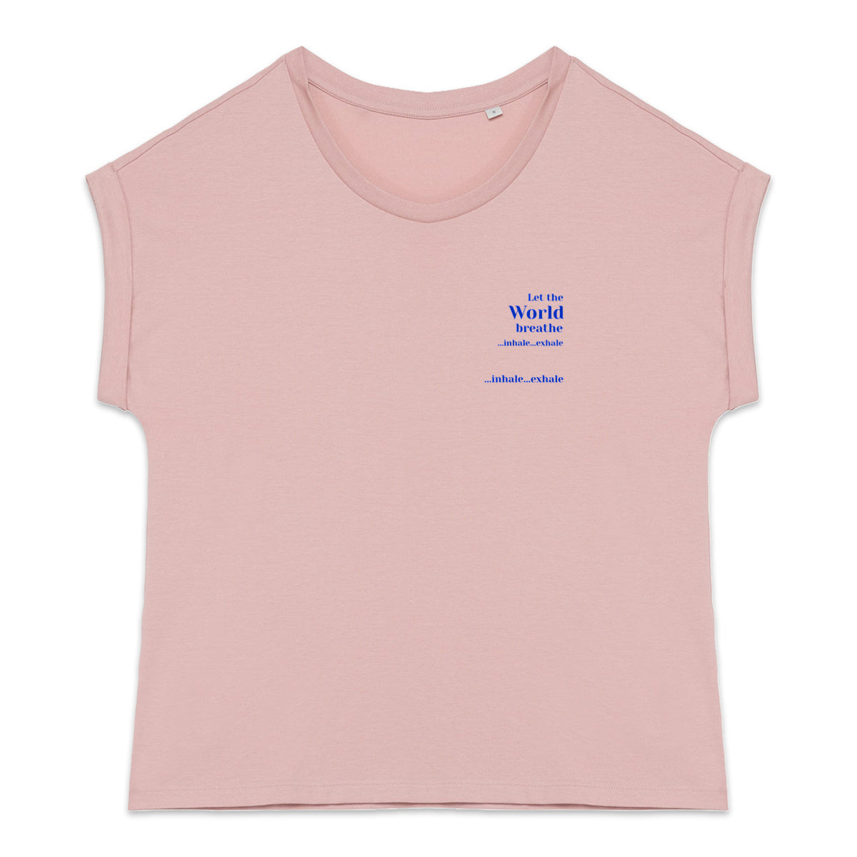 Women's organic t-shirt with cuffed sleeves, Let the World breathe - front_2