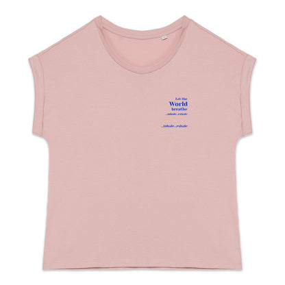 Women's organic t-shirt with cuffed sleeves, Let the World breathe - front_2