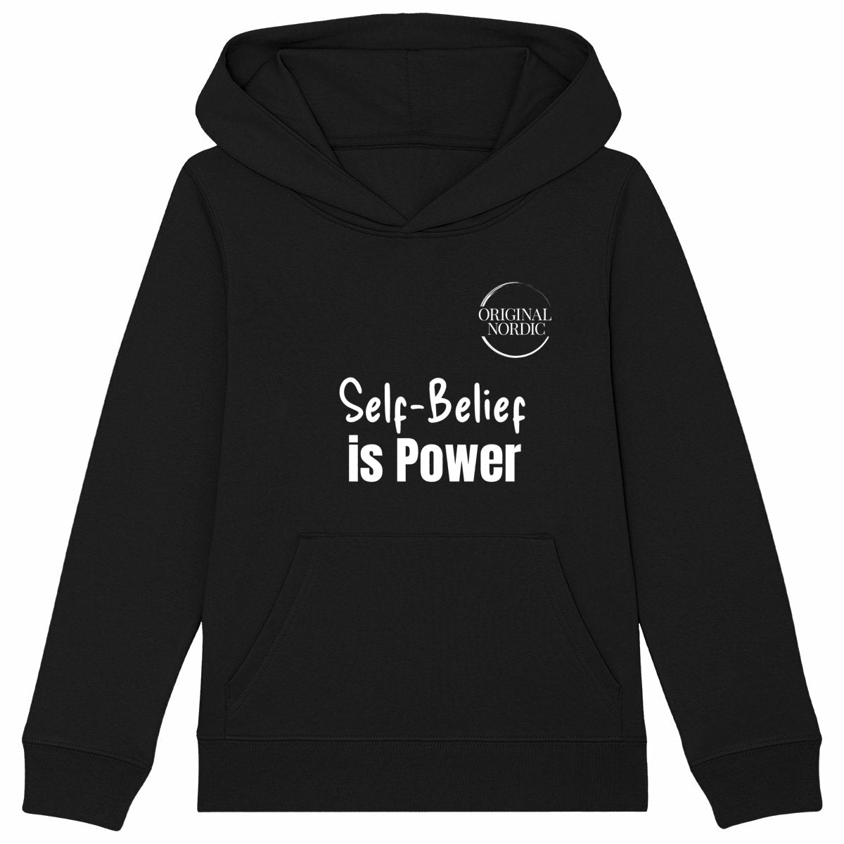 Kids Heavyweight hoodie, Self-belief is Power - front_black