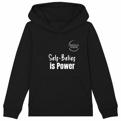 Kids Heavyweight hoodie, Self-belief is Power - front_black