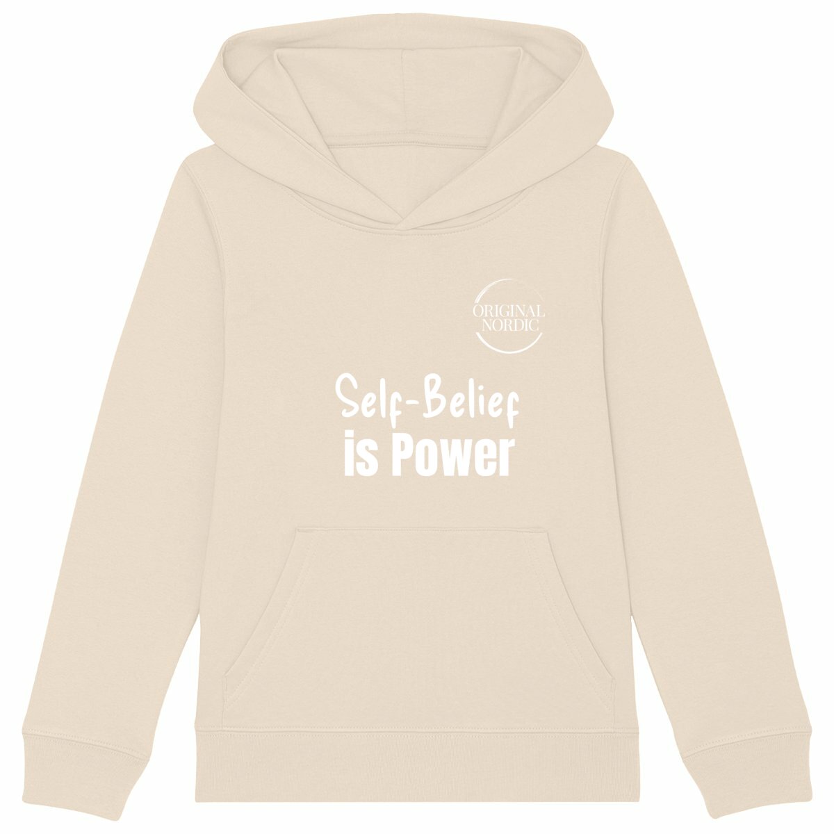 Kids Heavyweight hoodie, Self-belief is Power - front_ivory