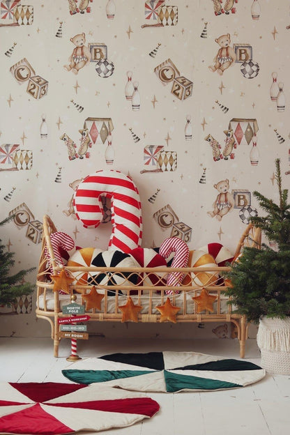 “Green Candy” Christmas Round Patchwork Mat