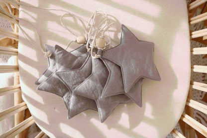 “Grey powder” Linen Garland with Stars