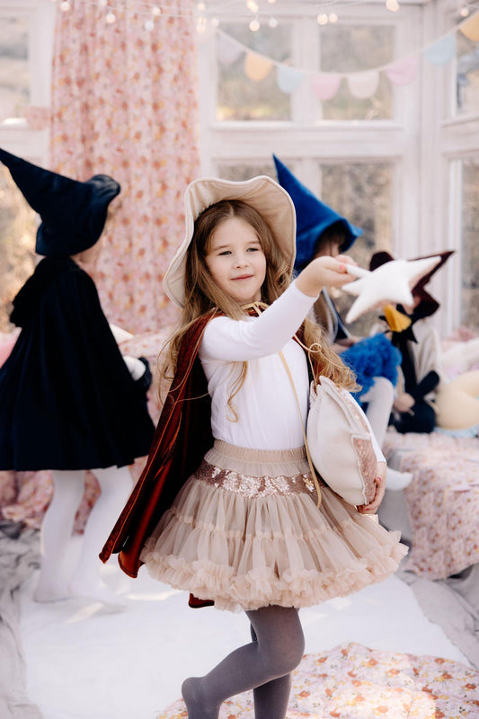 Rose Gold Tyl Nederdel med Flæser - Eventyr Kostume til Fødselsdagsfest