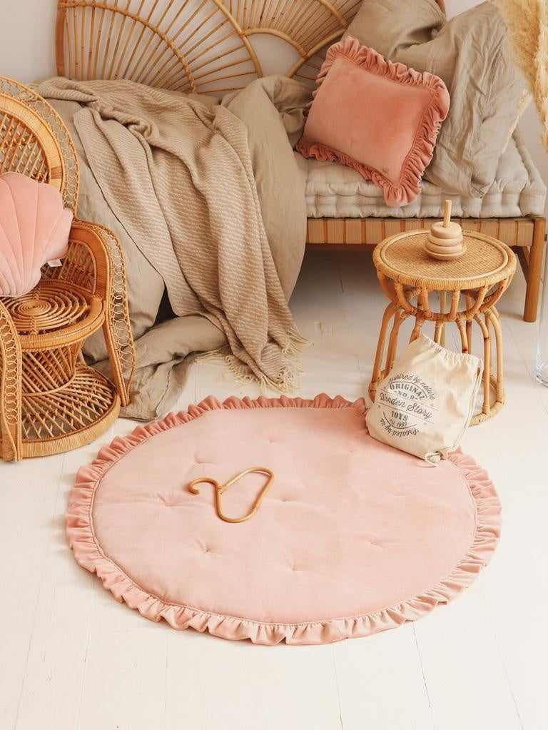 Soft Velvet Mat with Frill “Apricot” - Moi Mili