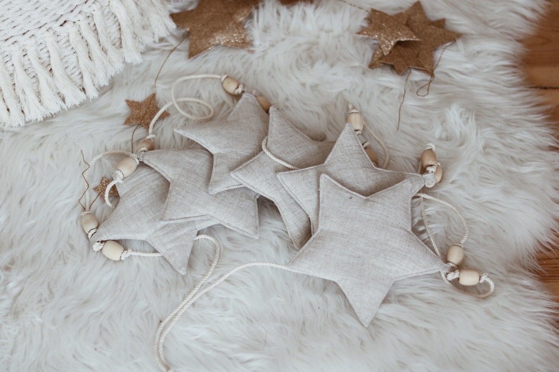 “Star Dust” Linen Garland with Stars