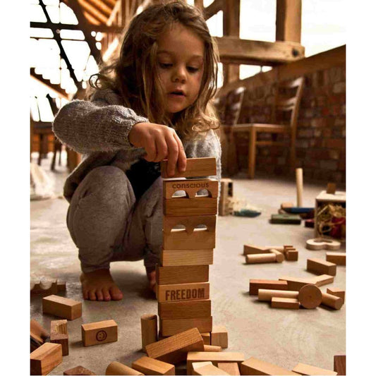 Wooden Blocks in a Bag – Natural, 50 Pieces